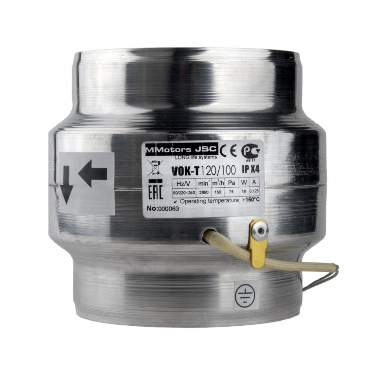 Ventilador Extractor de Alta Temperatura 150°C para Conductos de 100 mm