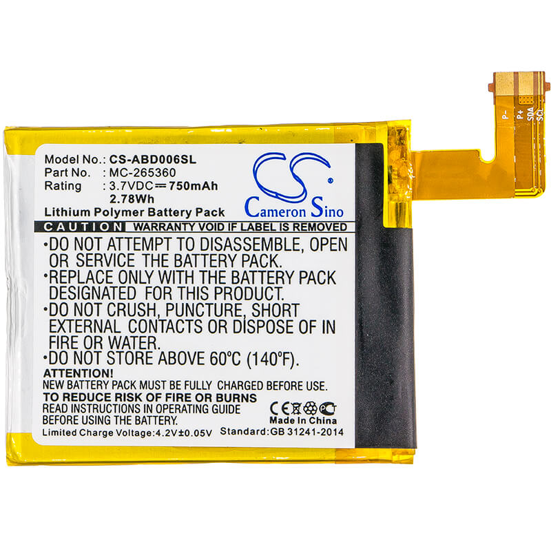 Batería Compatible Kindle 4/4G/5/6 CS-ABD006SL Li-Polymer 3.7V 750mAh – Reemplazo de Alta Calidad