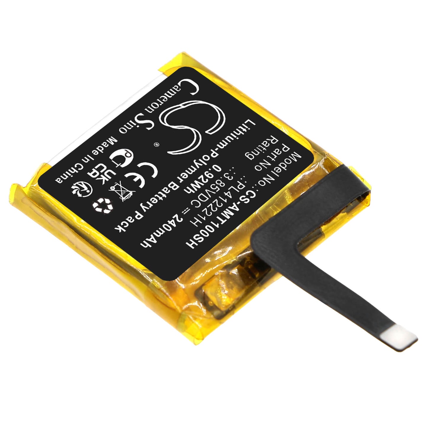 Batería para Amazfit GTS, modelos C17, A1913, A1969 – Compatible con PL412221H, 240 mAh 3.85 V – CameronSino CS-AMT100SH Repuesto Smartwatch
