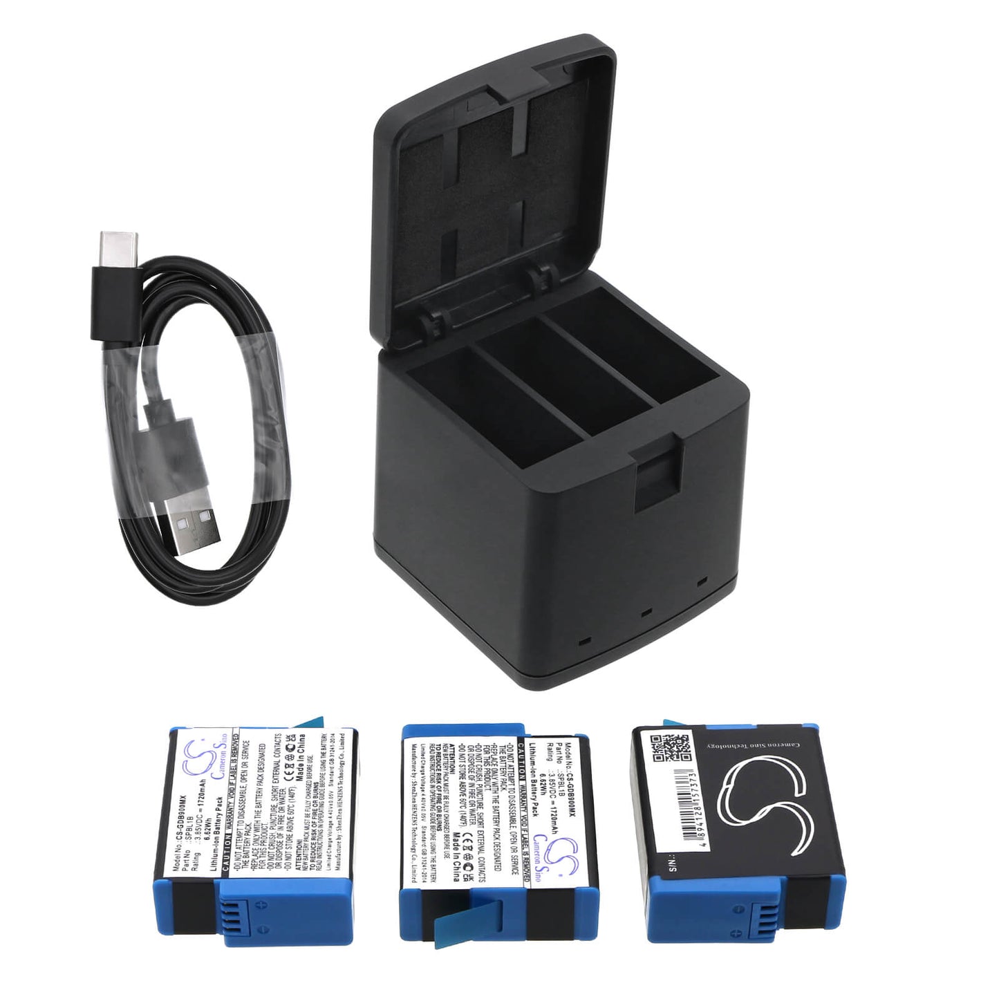 Cargador 3 Baterías DF‑GDB900UH Compatible GoPro Hero 9 10 11 12 | AHDBT‑901 | CameronSino