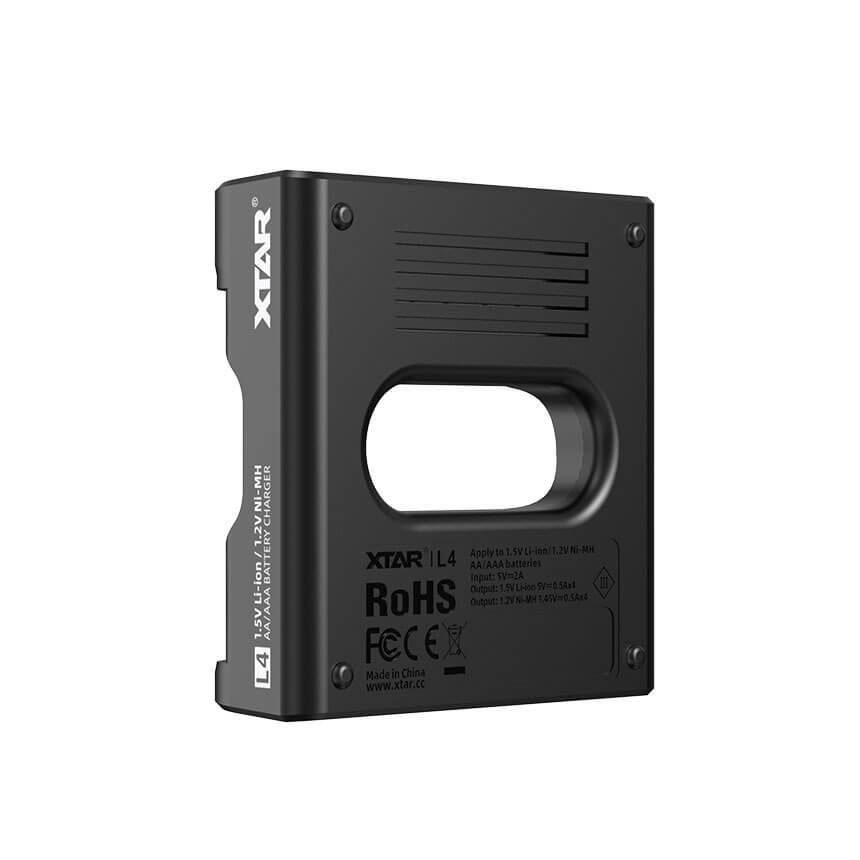 Cargador inteligente Xtar L4 – 4 ranuras AA/AAA Li-ion 1.5V y Ni-MH 1.2V con USB-C