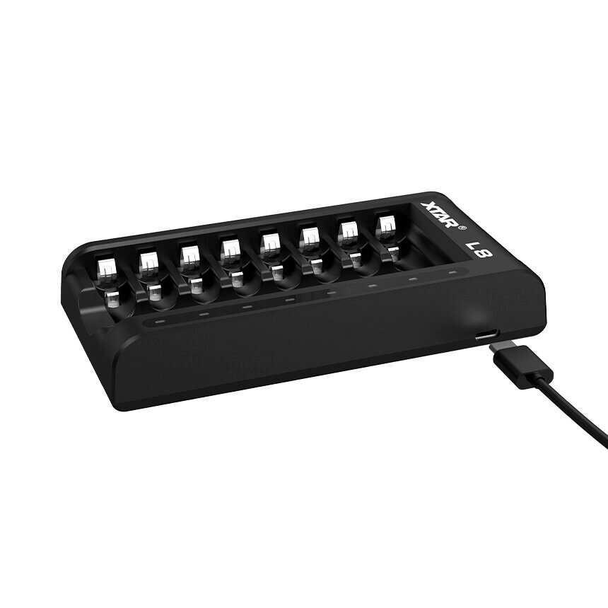 Cargador inteligente XTAR L8 – 8 ranuras AA/AAA para pilas Li-Ion 1,5 V y Ni-MH 1,2 V