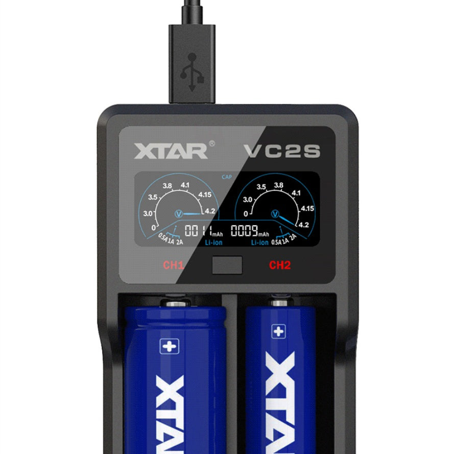 Cargador Inteligente Xtar VC2S con Pantalla LCD y Función Power Bank – 2 Ranuras USB