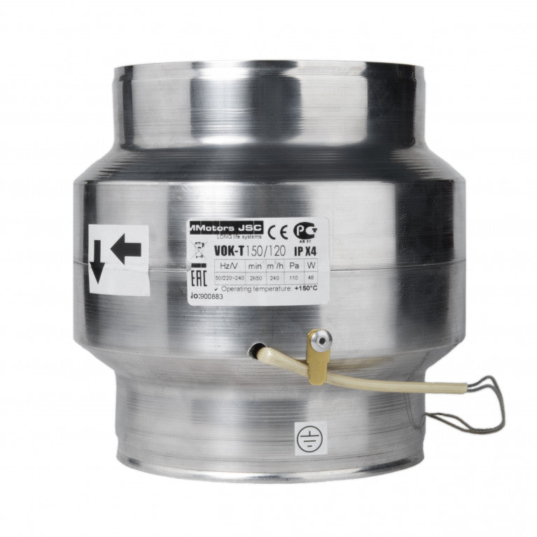 Ventilador Extractor de Alta Temperatura 150°C para Conductos de 120 mm