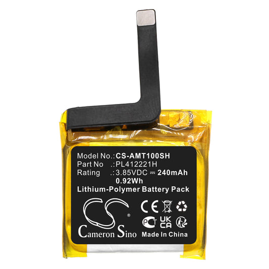 Batería para Amazfit GTS, modelos C17, A1913, A1969 – Compatible con PL412221H, 240 mAh 3.85 V – CameronSino CS-AMT100SH Repuesto Smartwatch