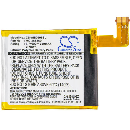Batería Compatible Kindle 4/4G/5/6 CS-ABD006SL Li-Polymer 3.7V 750mAh – Reemplazo de Alta Calidad