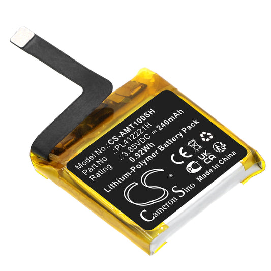 Batería para Amazfit GTS, modelos C17, A1913, A1969 – Compatible con PL412221H, 240 mAh 3.85 V – CameronSino CS-AMT100SH Repuesto Smartwatch