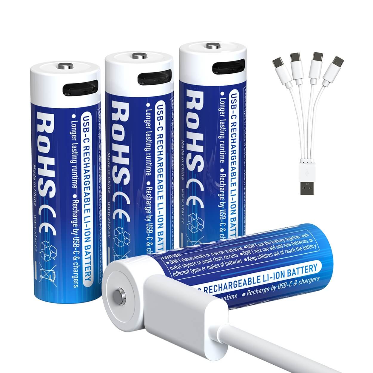 Pack 4 Xtar AA 1,5V Li-Ion 3000mAh USB-C Baterias recargables innovadoras