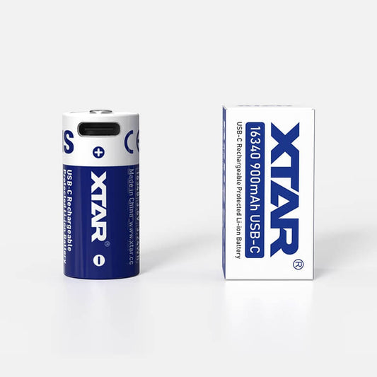 XTAR 16340 900mAh USB-C – Batería recargable Li-Ion protegida para CR123A