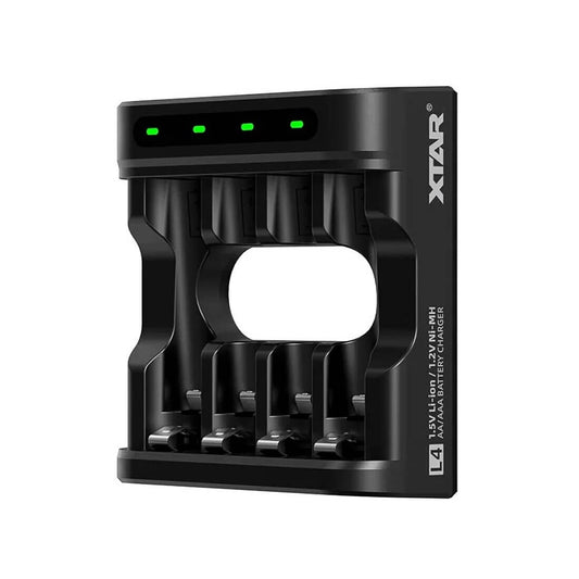 Cargador inteligente Xtar L4 – 4 ranuras AA/AAA Li-ion 1.5V y Ni-MH 1.2V con USB-C