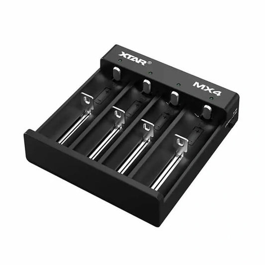 Cargador Universal XTAR MX4 MiniMixer – 4 Ranuras Inteligentes con USB-C para Baterías Li-Ion, LiFePO₄ y NiMH