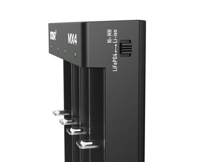 Cargador Universal XTAR MX4 MiniMixer – 4 Ranuras Inteligentes con USB-C para Baterías Li-Ion, LiFePO₄ y NiMH